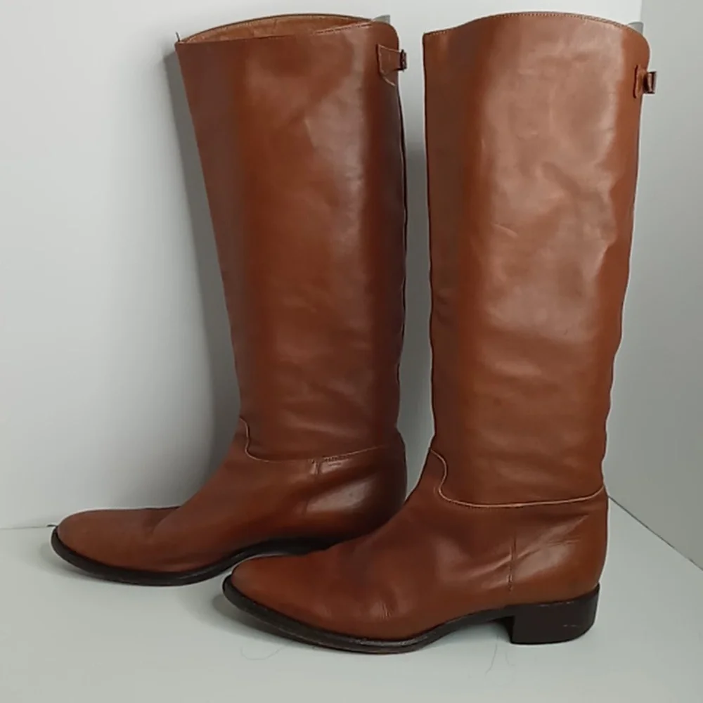 Jenrigo Tall Leather Boots made in Italy - Cognac- size 38.5
